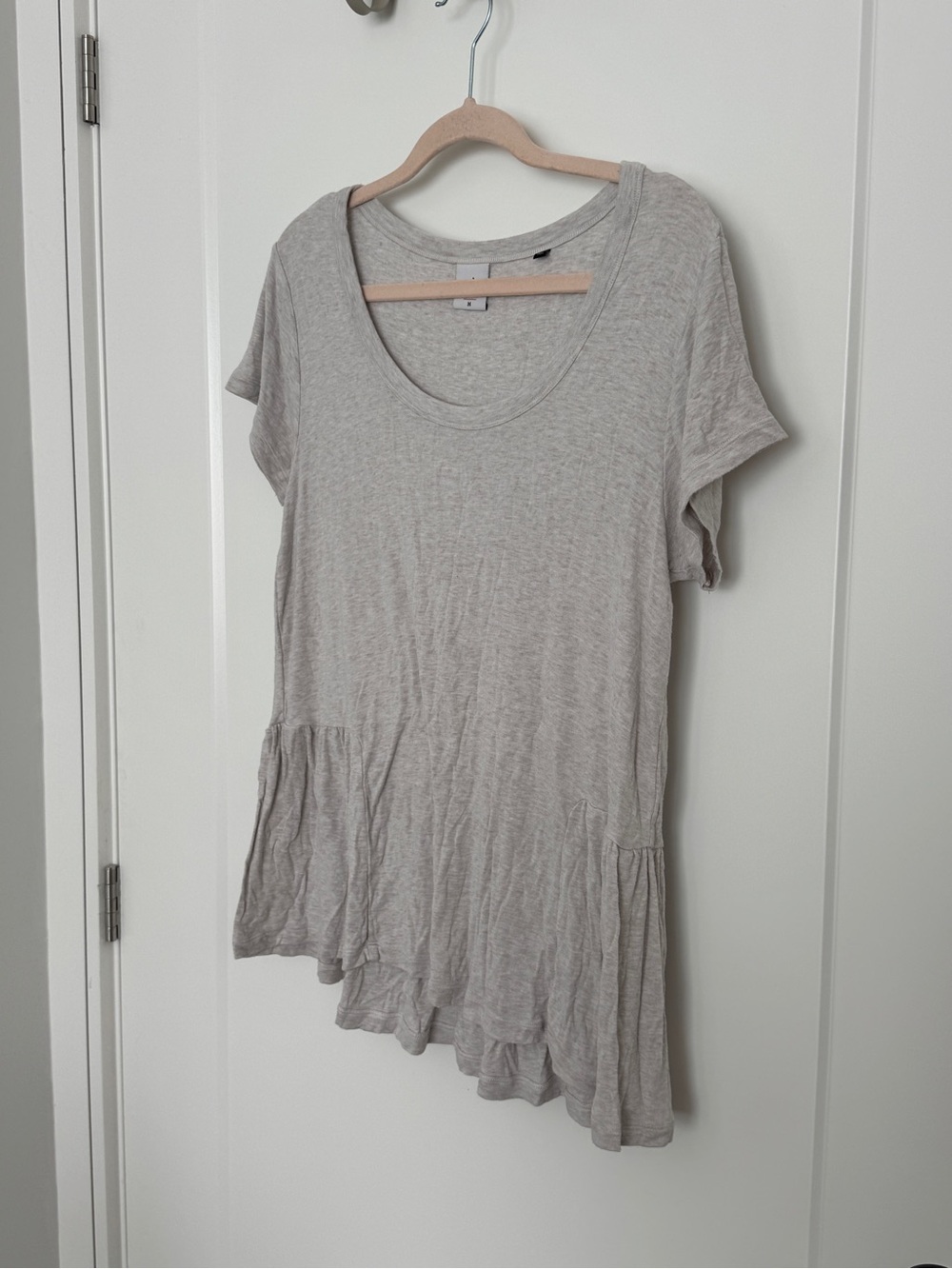 CAbi Light Gray Scoop Neck Peplum Tunic